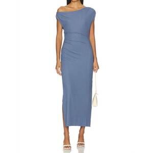 NEW MINKPINK freya asymmetrical dress in steel blue